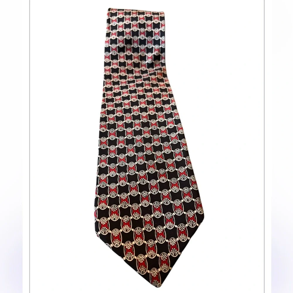 Carlo Palazzi Silk Geometric Abstract Tie Hand Made in Italy 4”W 59”L